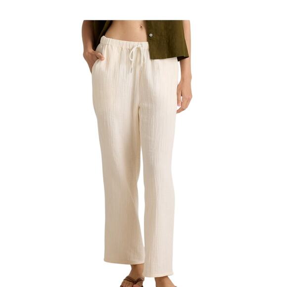 Quince Pants - Quince Organic Cotton Gauze Pants Vanilla Cream Sustainable Comfort Loungewear